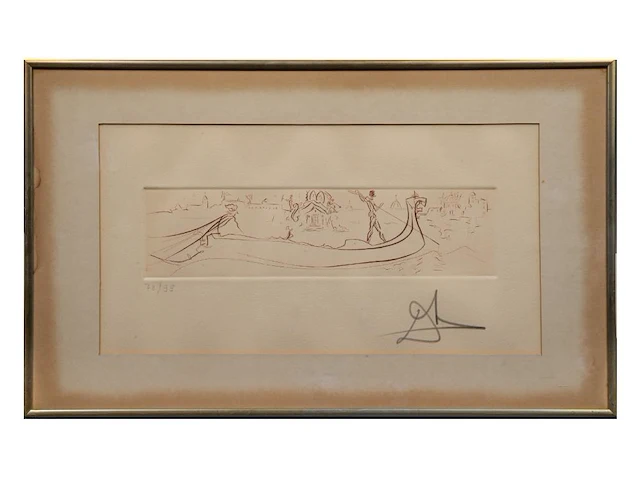 Salvador dali (1904-1989), 'visions of venice' (1976), etching, n° 72/99 7.5 x 30 cm. (2.95 x 11.81 in.), frame: 30.5 x 50.5 cm. (12.00 x 19.87 in.) - afbeelding 2 van  5