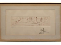Salvador dali (1904-1989), 'visions of venice' (1976), etching, n° 72/99 7.5 x 30 cm. (2.95 x 11.81 in.), frame: 30.5 x 50.5 cm. (12.00 x 19.87 in.) - afbeelding 2 van  5