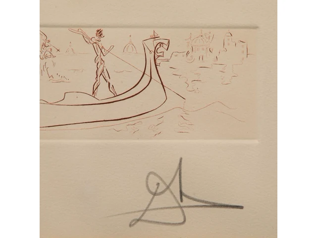 Salvador dali (1904-1989), 'visions of venice' (1976), etching, n° 72/99 7.5 x 30 cm. (2.95 x 11.81 in.), frame: 30.5 x 50.5 cm. (12.00 x 19.87 in.) - afbeelding 4 van  5