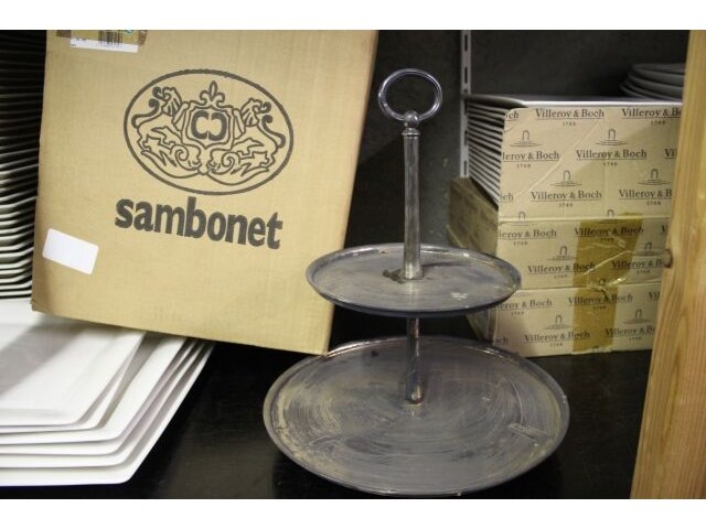 Sambonet zilveren koekjes schaal 2 etages - afbeelding 1 van  6