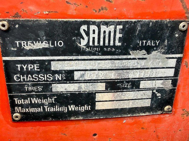Same - 1984 - leopard 90 turbo - vierwielaangedreven landbouwtractor - afbeelding 30 van  36