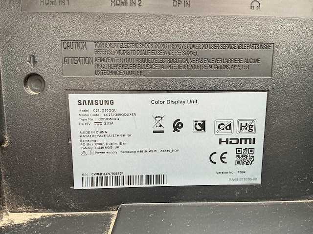 Samsung c27jg50qq4 monitor 27” - afbeelding 2 van  2