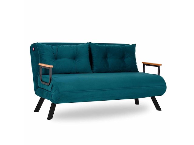 Sando 2-zits slaapbank | metalen frame | petrolgroen - afbeelding 2 van  7