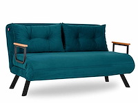 Sando 2-zits slaapbank | metalen frame | petrolgroen - afbeelding 2 van  7