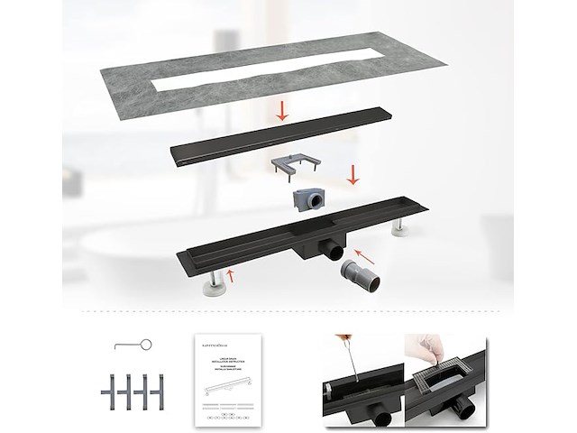 Sanitemodar doucheafvoer (zwart) - afbeelding 2 van  5