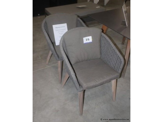 Santander dining chair teak mid grey rope with 2 cushions - rope | santander dining chair teak mid grey rope with 2 cushions - rope - afbeelding 1 van  2