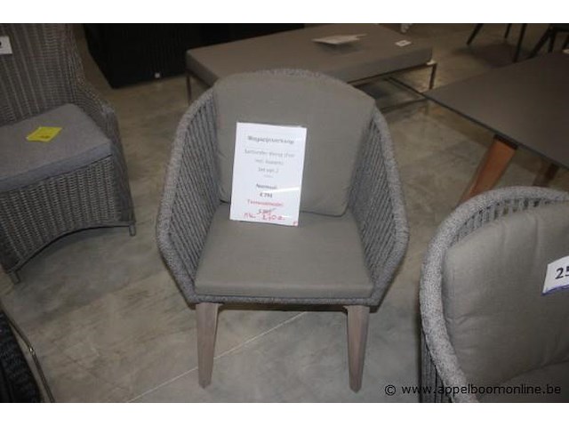 Santander dining chair teak mid grey rope with 2 cushions - rope | santander dining chair teak mid grey rope with 2 cushions - rope - afbeelding 2 van  2