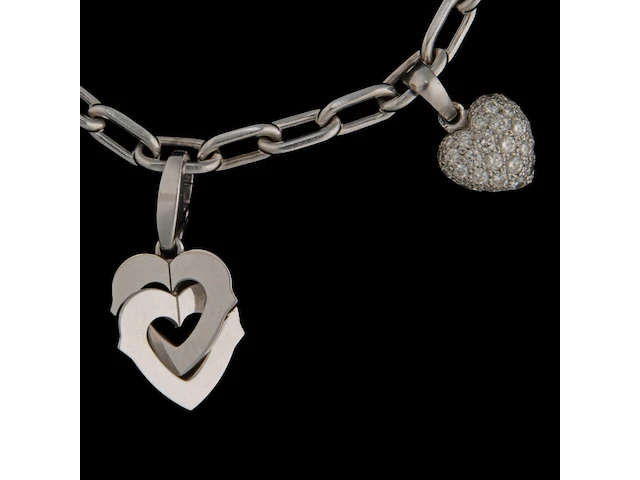 Santos de cartier charm bracelet in 18ct white gold, with diamond charms, weight: 37,8 g (+) - afbeelding 6 van  18