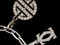 Santos de cartier charm bracelet in 18ct white gold, with diamond charms, weight: 37,8 g (+) - afbeelding 11 van  18