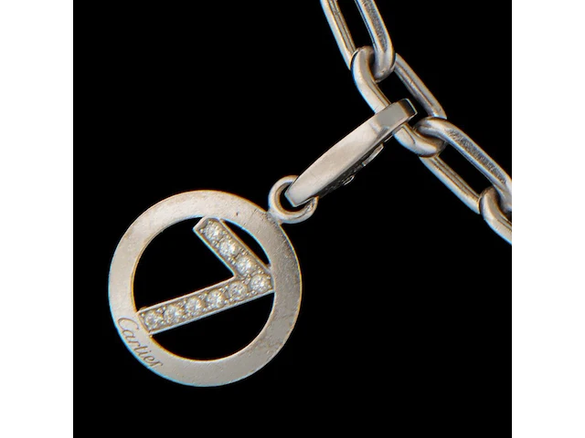 Santos de cartier charm bracelet in 18ct white gold, with diamond charms, weight: 37,8 g (+) - afbeelding 13 van  18