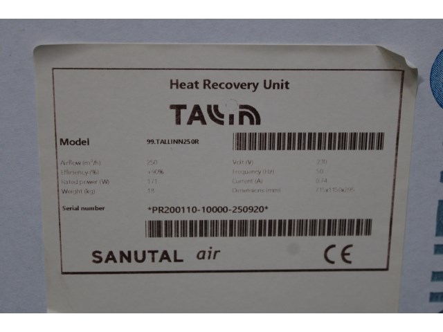 Sanutal tallinn 250r ventilatie unit - afbeelding 3 van  3