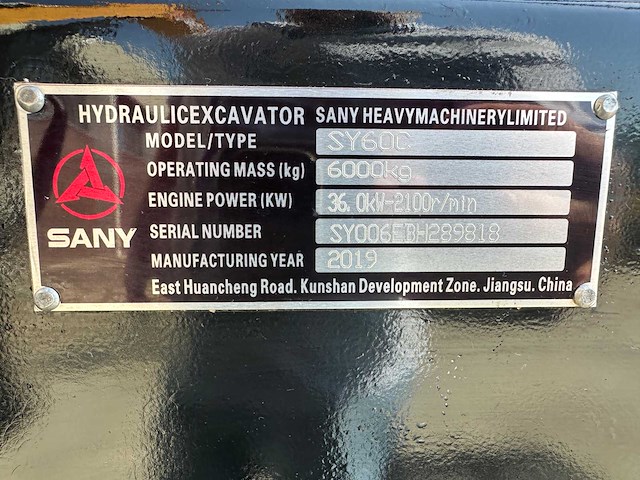 Sany - 2019 - sy60c - midigraafmachine - afbeelding 37 van  42