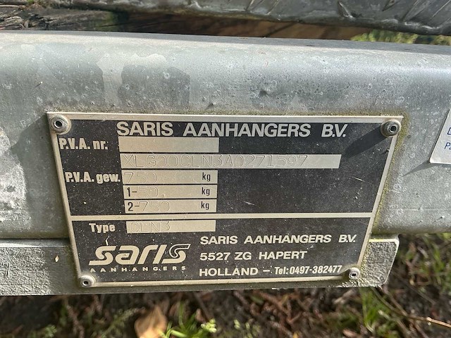 Saris 750 kg aanhangwagen - afbeelding 8 van  8