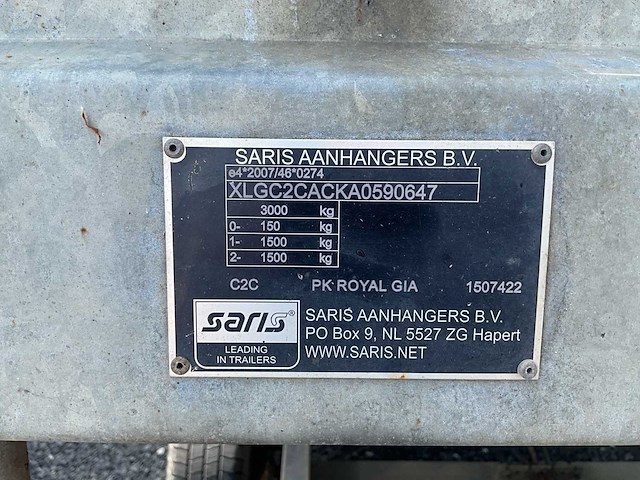 Saris c3000 c2c apk rijtuig aanhangwagen - afbeelding 14 van  18