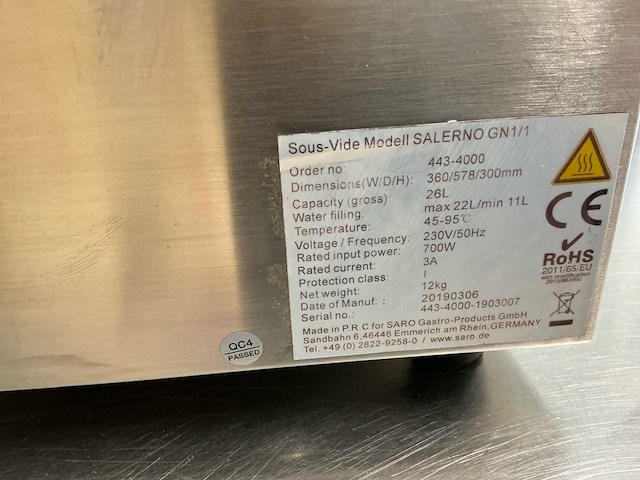 Saro salerno gn1/1 sous vide - afbeelding 6 van  6