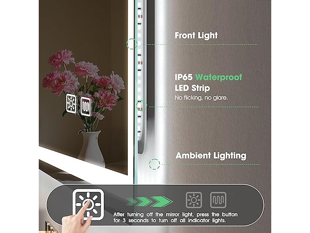 S'bagno badkamerspiegel met verlichting (1000 x 700 mm) - afbeelding 3 van  6