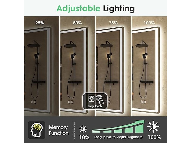 S'bagno badkamerspiegel met verlichting (1000 x 700 mm) - afbeelding 4 van  6