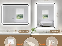 S'bagno rechthoekige badkamerspiegel met verlichting (80 x 60 cm) - afbeelding 2 van  8