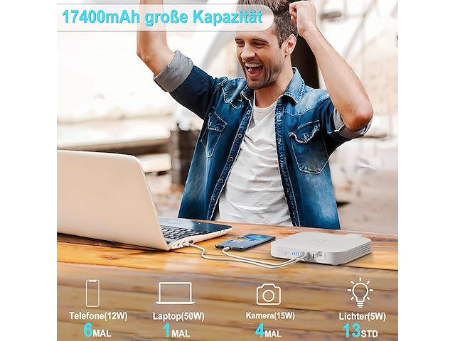 Sbaoh draagbaar powerstation 65 wh - afbeelding 4 van  6