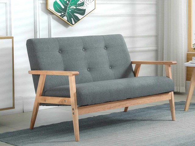 Scandinavische stijl 2-zitter bank met armleuningen - afbeelding 1 van  6