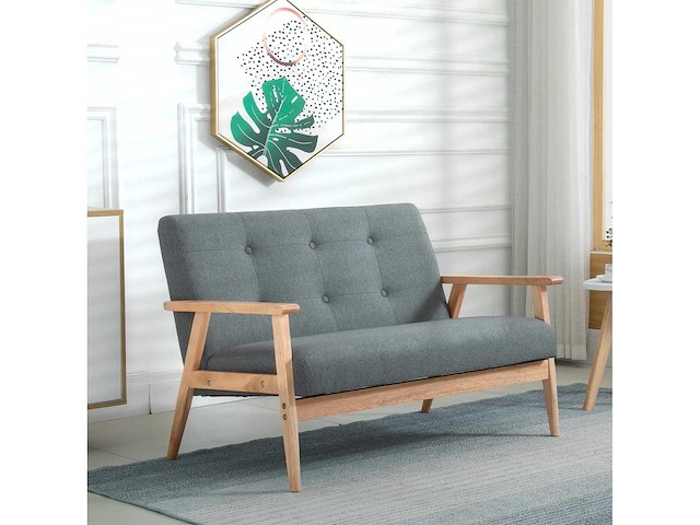 Scandinavische stijl 2-zitter bank met armleuningen - afbeelding 2 van  6