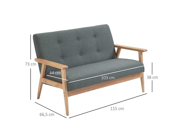 Scandinavische stijl 2-zitter bank met armleuningen - afbeelding 4 van  6