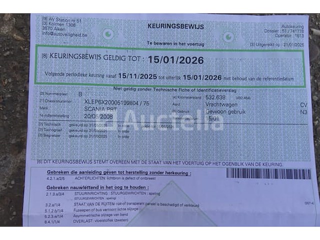 Scania prt (p380) (2008-532,638 km) zij-platte vrachtwagen met kraan)(vin: xlep6x20005199804) - afbeelding 4 van  80