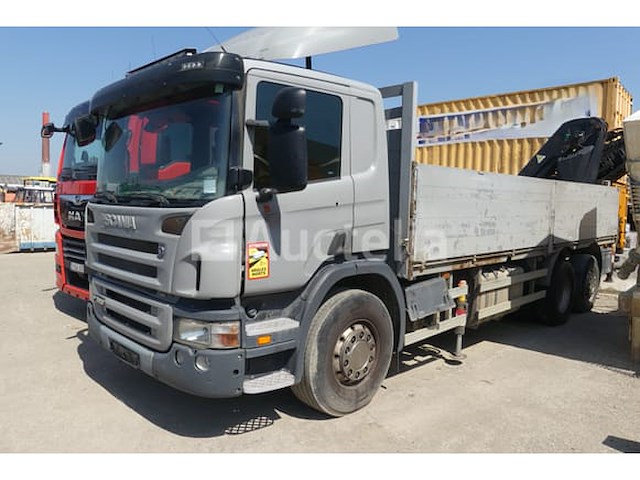 Scania prt (p380) (2008-532,638 km) zij-platte vrachtwagen met kraan)(vin: xlep6x20005199804) - afbeelding 12 van  80