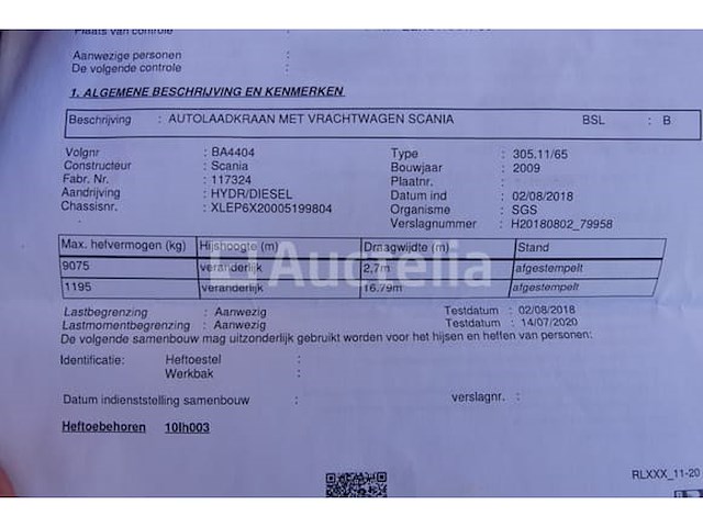 Scania prt (p380) (2008-532,638 km) zij-platte vrachtwagen met kraan)(vin: xlep6x20005199804) - afbeelding 80 van  80
