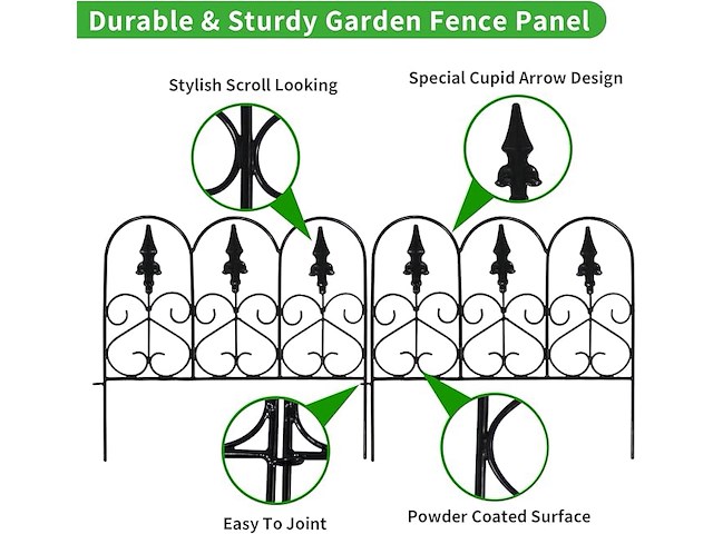 Scendor 15-delige decoratieve tuinafscheiding van metaal, 45 cm hoog x 50 cm breed - afbeelding 3 van  6
