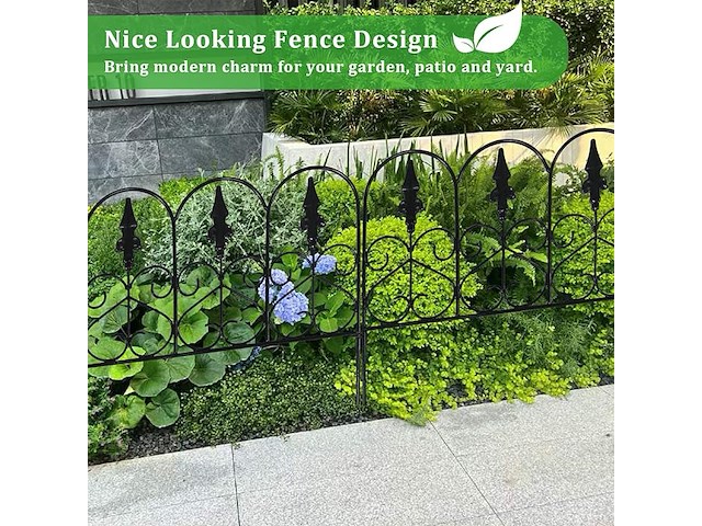 Scendor 15-delige decoratieve tuinafscheiding van metaal, 45 cm hoog x 50 cm breed - afbeelding 5 van  6