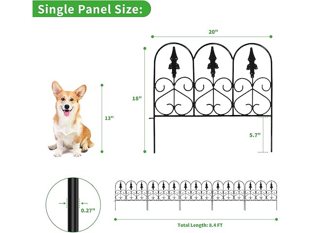 Scendor 15-delige decoratieve tuinafscheiding van metaal, 45 cm hoog x 50 cm breed - afbeelding 2 van  6