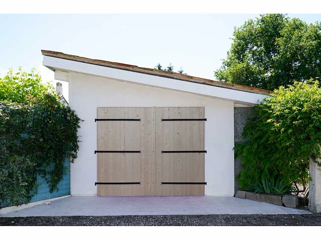 Scharnierende garagedeur in voor 2 bladen handgeschakeld h.200 x w.240 cm - afbeelding 1 van  6
