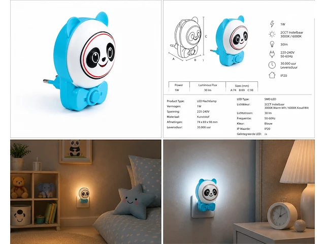 Schattige led nachtlamp (horoz) – 1w – ip20 – andy 2cct (2 stuks) - afbeelding 4 van  5