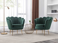 Schelpfauteuil van zilvergroen fluweel - afbeelding 1 van  7