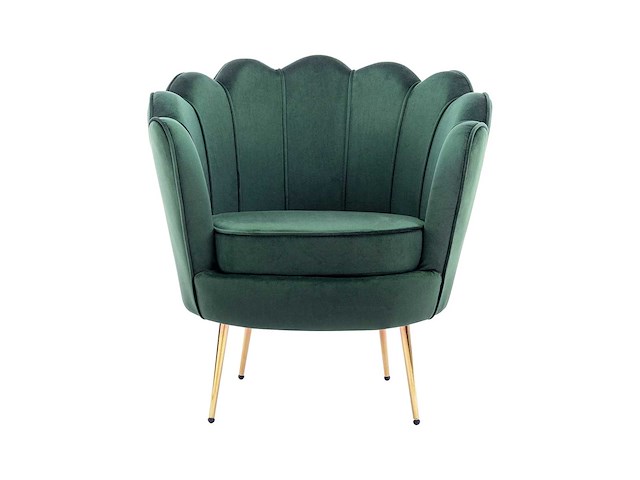 Schelpfauteuil van zilvergroen fluweel - afbeelding 2 van  7