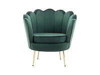 Schelpfauteuil van zilvergroen fluweel - afbeelding 2 van  7