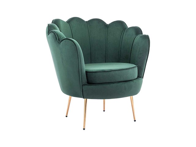 Schelpfauteuil van zilvergroen fluweel - afbeelding 3 van  7