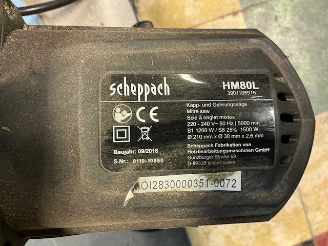 Scheppach hm80l afkortzaag - afbeelding 4 van  4