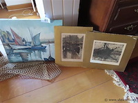 Schilderij en 2 etsen - afbeelding 1 van  5