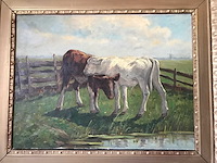 Schilderij haagse school kalveren gesigneerd - afbeelding 4 van  6