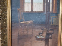 Schilderij in bruin houten kader schepen geet. mentior , 2 schilderijen in koperkleurige kader - afbeelding 5 van  8