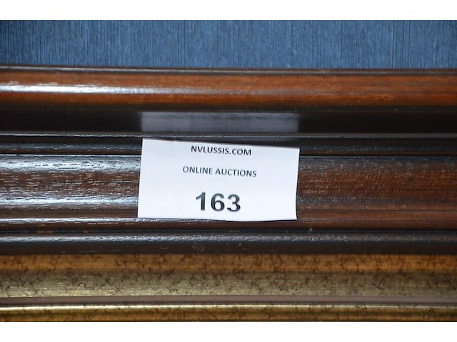Schilderij in bruin houten kader schepen geet. mentior , 2 schilderijen in koperkleurige kader - afbeelding 8 van  8