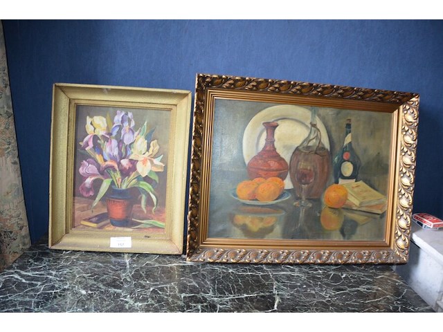 Schilderij in houten kader bloemen, schilderij in kader stil leven - afbeelding 1 van  6