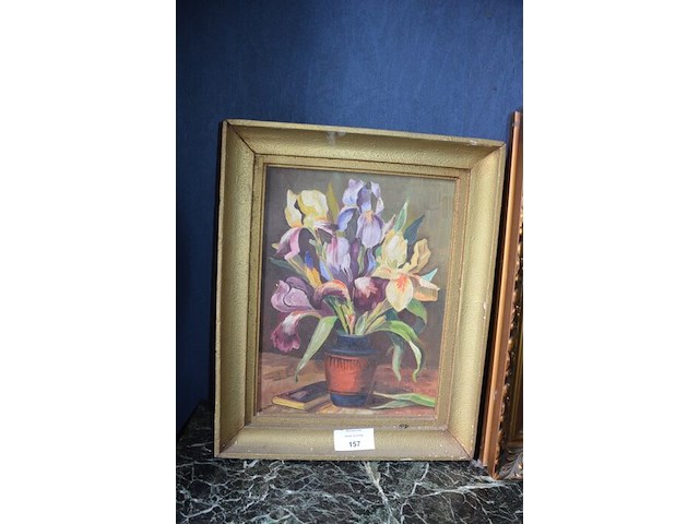 Schilderij in houten kader bloemen, schilderij in kader stil leven - afbeelding 2 van  6