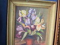 Schilderij in houten kader bloemen, schilderij in kader stil leven - afbeelding 2 van  6