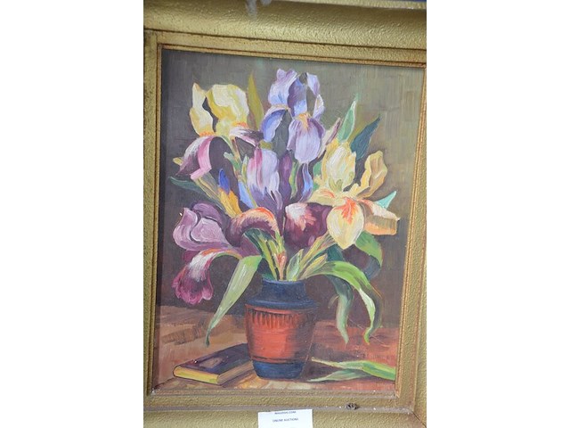 Schilderij in houten kader bloemen, schilderij in kader stil leven - afbeelding 3 van  6