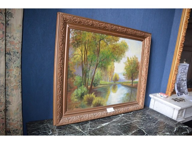 Schilderij in houten kader landschap get. t. houben afm. 90x80 - afbeelding 2 van  5