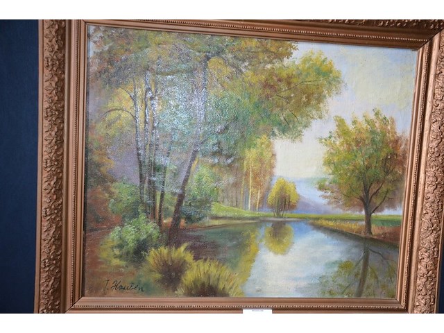 Schilderij in houten kader landschap get. t. houben afm. 90x80 - afbeelding 3 van  5