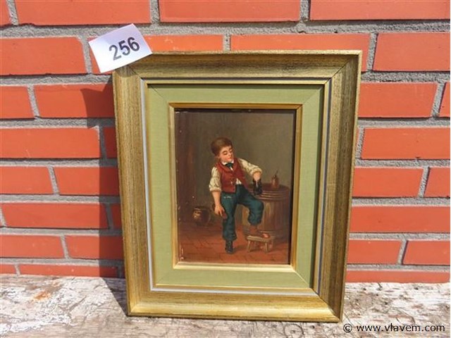 Schilderij jongen met schoen - afbeelding 1 van  5